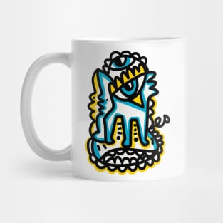 Graffiti Morning Yellow Blue Creature Mug